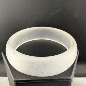 Vintage Acrylic Bangle Bracelet Frosted Lucite Clear Retro 8.5”